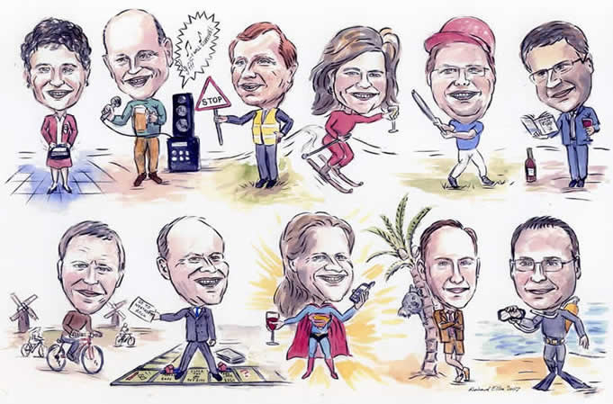  team caricature mess cartoon